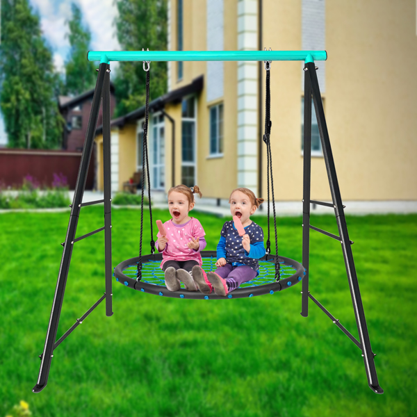 Swing Stand Frame, Swing Set Frame for Adults, Heavy-Duty Metal A-Frame Backyard Swing for Indoor Outdoor, Swing Chair, Porch Swing,Green(Without Swing)