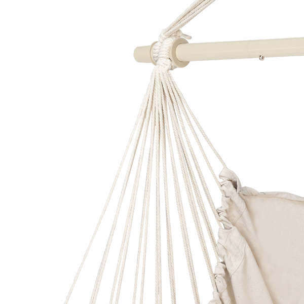 Distinctive Cotton Canvas Hanging Rope Chair with Pillows Beige