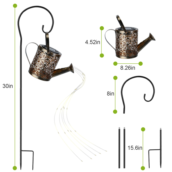 Solar Watering Can Powered String Light Hollow LED Watering Can Light Garden Fairy Decoration Solar Stake Lights For Pathway Yard Lawn Patio Landscape Decor