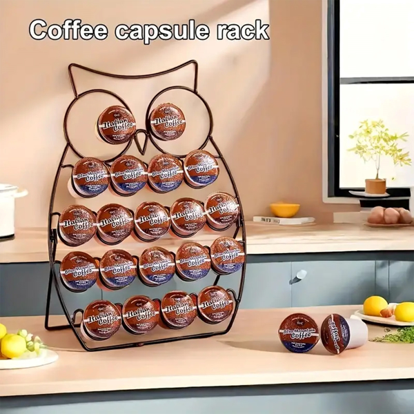 Creative Iron Detachable Coffee Capsule Holder, Desktop 3D Owl-Shaped Display Stand, Suitable for Home Kitchen, Cafe and Office, Home Organizer and Storage, Home Accessories