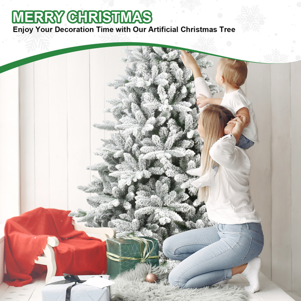 PVC&PE Flocking Tree Environmentally Friendly Fireproof Artificial Christmas Flocked Tree