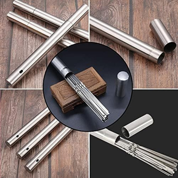 50 reusable 1.3mm thick barbecue skewers and 1 tube of barbecue storage, perfect for outdoor camping, picnicking, barbecuing, birthday party supplies, barbecue accessories