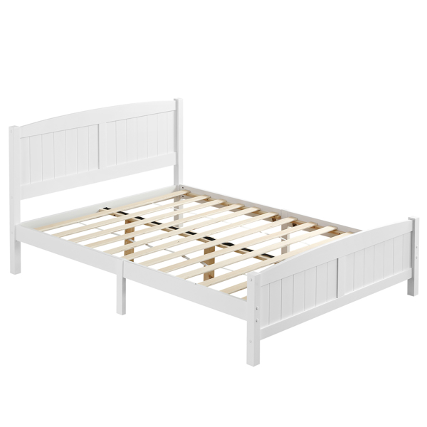 FCH Full Pine Single-Layer Core Vertical Stripe Full-Board Curved Bed Head With The Same Bed Foot Wooden Bed White