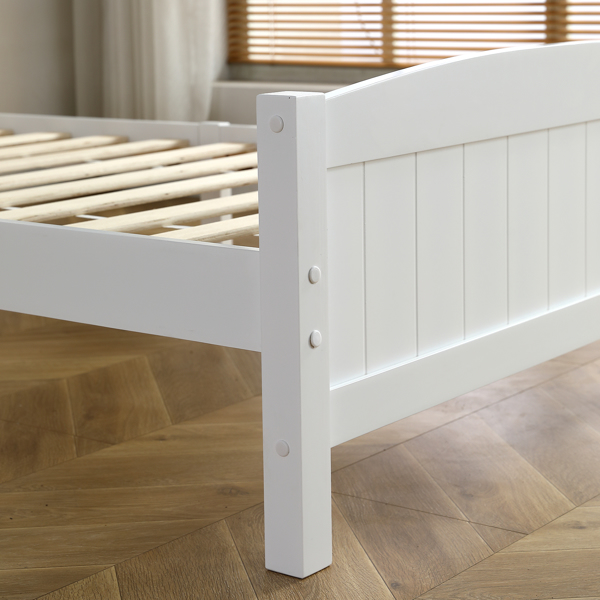 FCH Twin Pine Single-Layer Core Vertical Stripe Full-Board Curved Bed Head With The Same Bed Foot White Wooden Bed