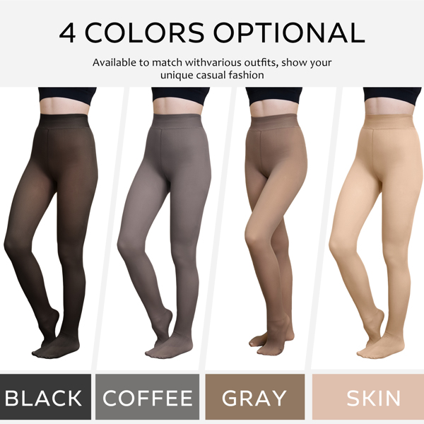 Fleece Lined Tights,Sheer Women Fake Translucent,Warm Pantyhose Leggings Sheer,Thick Tights for Winter,Colorful Warm Winter Thermal Tights for Outdoor（BLACK-2XL）（No shipments on weekends）