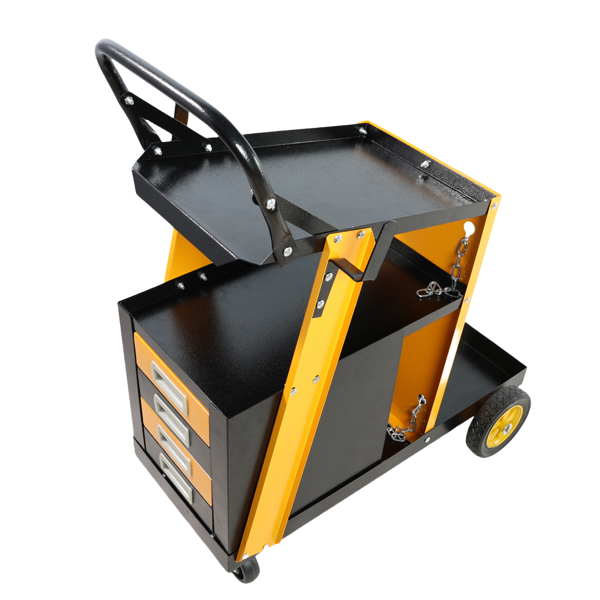 Multi-function welder trolley, MIG TIG ARC plasma cutter storage tank with 2 safety chains, portable 4-drawer chest, weight 280 LBS