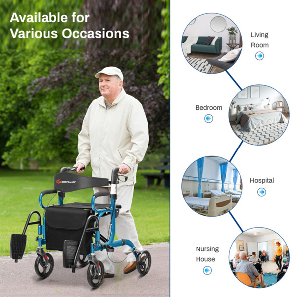 Practical Folding Rolling Walker Transport Wheelchair 