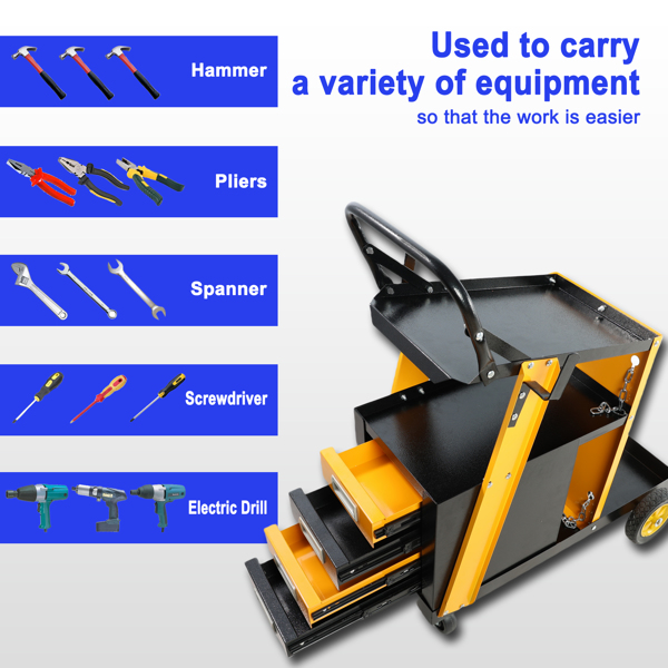 Multi-function welder trolley, MIG TIG ARC plasma cutter storage tank with 2 safety chains, portable 4-drawer chest, weight 280 LBS