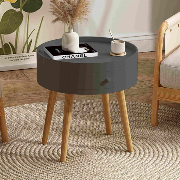 Gray Coffee Table with Drawer, Bedside Table