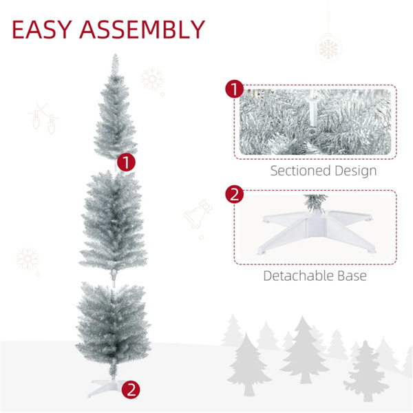 7 foot silver Christmas tree with bracket