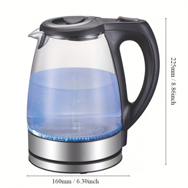 Electric Kettle with Stainless Steel Filter and Inner Lid, 1200W Wide Opening 1.7L Glass Tea Kettle & Hot Water Boiler Black