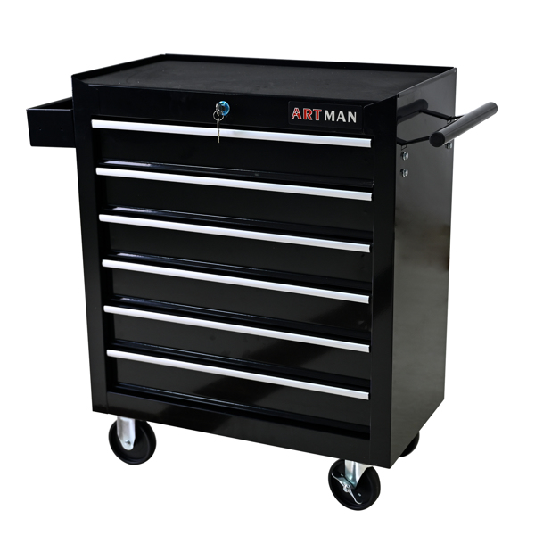 6 DRAWERS MULTIFUNCTIONAL TOOL CART WITH WHEELS-BLACK