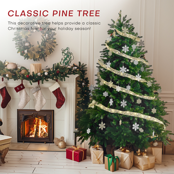 Christmas Tree, 6FT Artificial Christmas Tree with 1471 PE&PVC Mixed Branch Tips, Holiday Decoration, Fire-Resistant PE, Easy to Assemble, Double Cross Metal Support, Christmas, Living Room