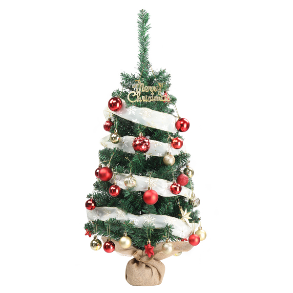 36 in Tabletop Artificial Mini Christmas Tree with Cloth Bag Base for Bedroom Table Desk Porch, Small Xmas Tree with 100 Branch Tips for Home Office Store Holiday Deco, Green