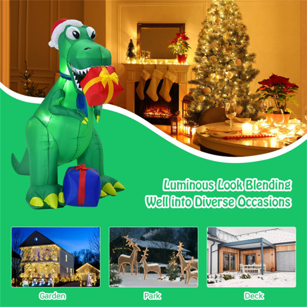 6 Feet Christmas Inflatable Dinosaur Christmas Decoration