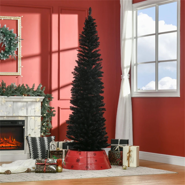 7 foot black Christmas tree with bracket