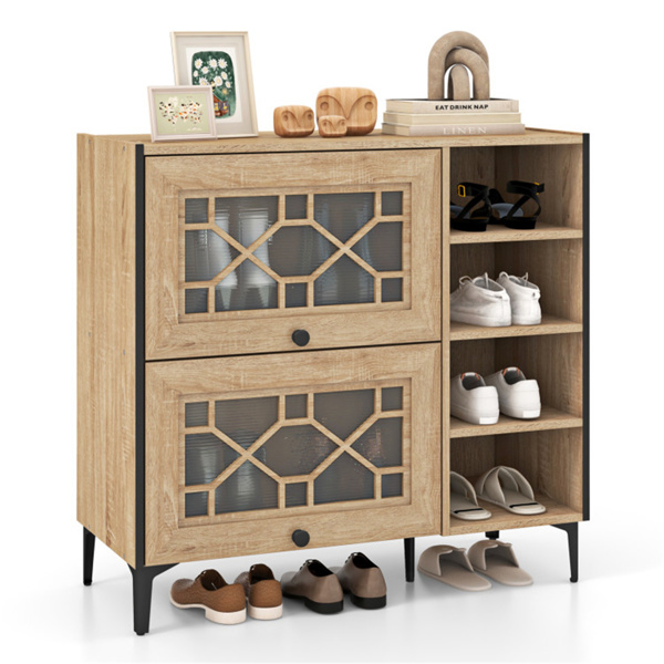 Entry shoe cabinet with adjustable shelf