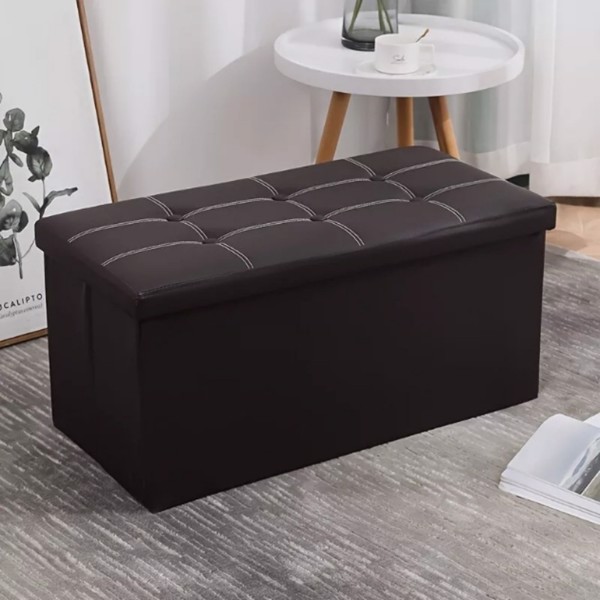 Folding Storage Ottoman Cushion Bench Seat Toy Box 76cm