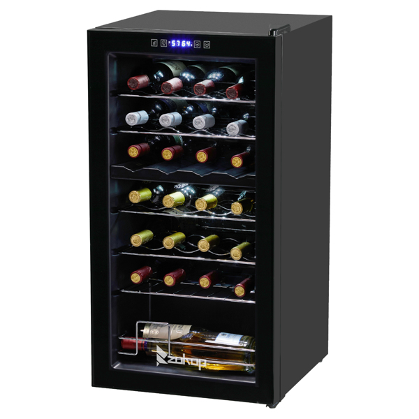 ZOKOP Dual Zone Wine and Beverage Refridgerator, 28 Bottle Wine Fridge with Independent Temperature Control & Glass Door, Freestanding Wine Cooler Chiller for Wine Champagne Beer