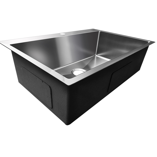 33Inch Top mount Kitchen Sink Drop-in, Farmhouse Kitchen Sink with Sink Protector 18 Gauge, Workstation Sink, Stainless Steel Single Bowl Kitchen Sinks for RV, Travel Trailer, Garage, 33x22x9