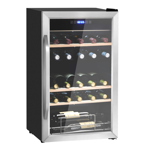 ZOKOP Dual Zone Wine and Beverage Refridgerator, 33 Bottle Wine Fridge with Independent Temperature Control & Glass Door, Freestanding Wine Cooler Chiller for Wine Champagne Beer