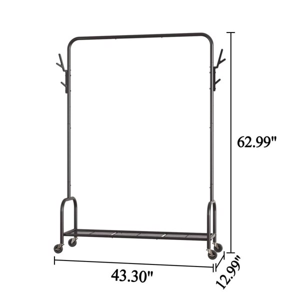 Floor-Standing Metal Coat Rack, Clothing Coat Rack With Bottom Rack, Hanger For Hanging Clothes And Coats