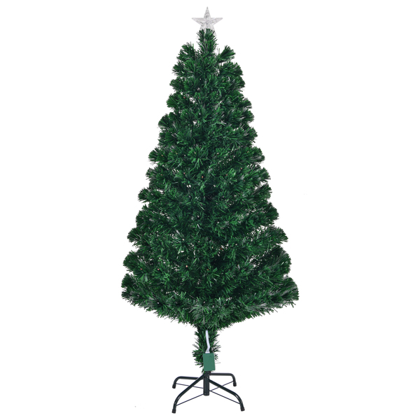 5 FT Pre-lit Christmas Tree, Artificial Fiber Optic Christmas Tree with Lighted Top Star, 180 LEDs and Branch Tips, Holiday Xmas Decoration Tree for Home Office Store Party, Green