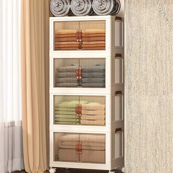 5层塑料收纳盒——超大号收纳盒，可折叠堆叠容器和可折叠存储系统，适用于壁橱、家庭、办公室和宿舍的存储。-2