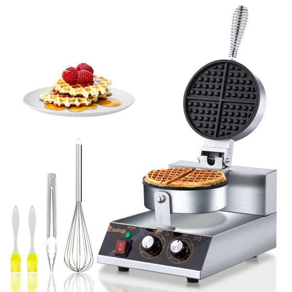 Single Head 1200W 110V Round Non-Stick Belgian Waffle Maker