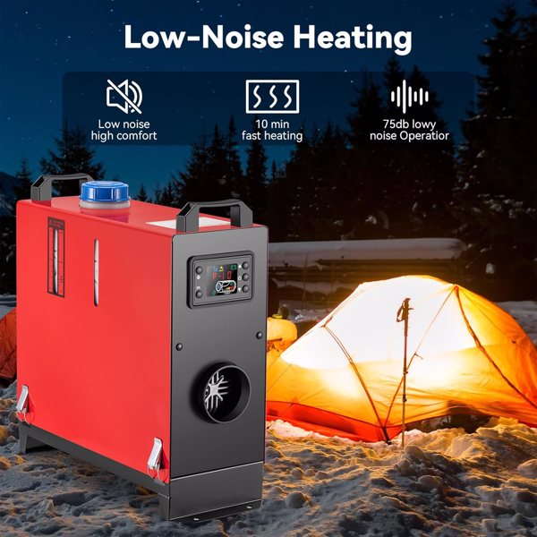 All in One 8KW 12V-24V Portable Diesel Air Heater with Muffler, Remote Control, LCD Monitor, Fast Heating Defrost Defog for Campers, Truck, RV, Boat, Garage