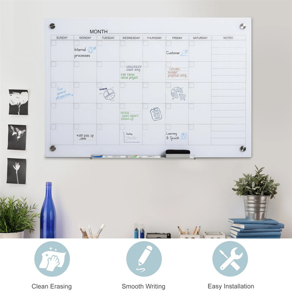 35 "x23" Calendar Planner Dry Wipe Wall Calendar with 4 Marks and 1 Eraser