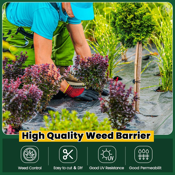 Weed Barrier Landscape Fabric Heavy Duty，Weed Block Gardening Ground Cover Mat, Weed Control Garden Cloth ，Woven Geotextile Fabric for Underlayment，Commercial Driveway Fabric-3FT*50FT(Stacking)