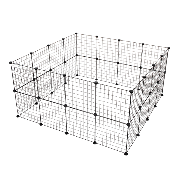 Pet Playpen, Small Animal Cage Indoor Portable Metal Wire Yard Fence for Small Animals, Guinea Pigs, Rabbits Kennel Crate Fence Tent Black 24pcs (And 8pcs For Free)