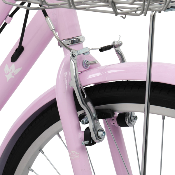 【replace：41373111】26in 150kg High Carbon Steel V Brake 7 Speed ​​Commuter Bike Pink