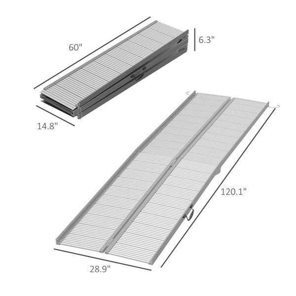 10' wheelchair ramp Portable folding ramp silver