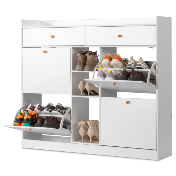 FCH 4 Drawers 2 Drawers with Top Baffle Shoe Cabinet Particle Board 128*25*107cm White