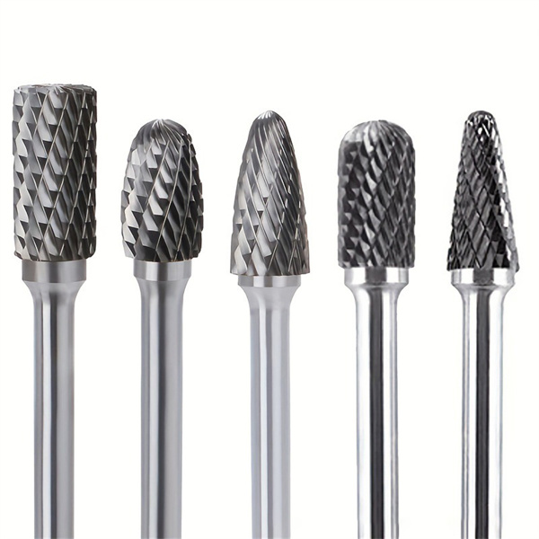 10 Pieces/ set Tungsten Carbide Burr Sleeve 6mm Handle Double Cutting Solid Electric Tool Rotary File Drill Bit for Mold Rotary Tool, Steel Cone Drill Bit Kit, Diamond Drill Bit