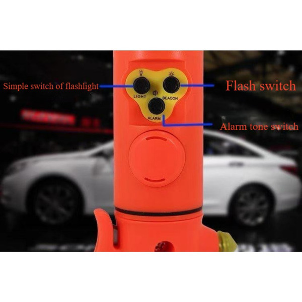 Red Multi-functional car safety hammer with Flashlight