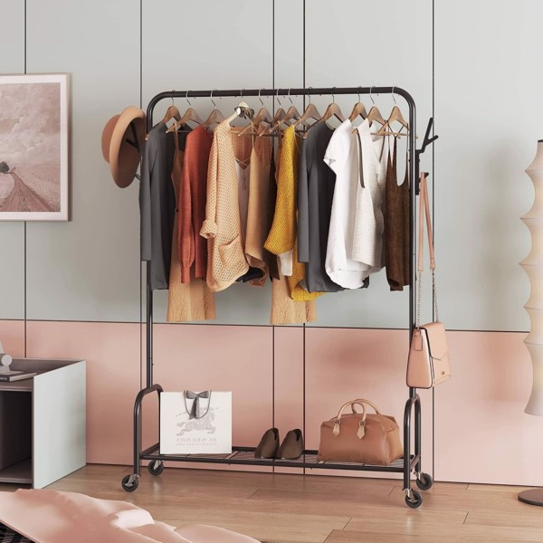 Floor-Standing Metal Coat Rack, Clothing Coat Rack With Bottom Rack, Hanger For Hanging Clothes And Coats