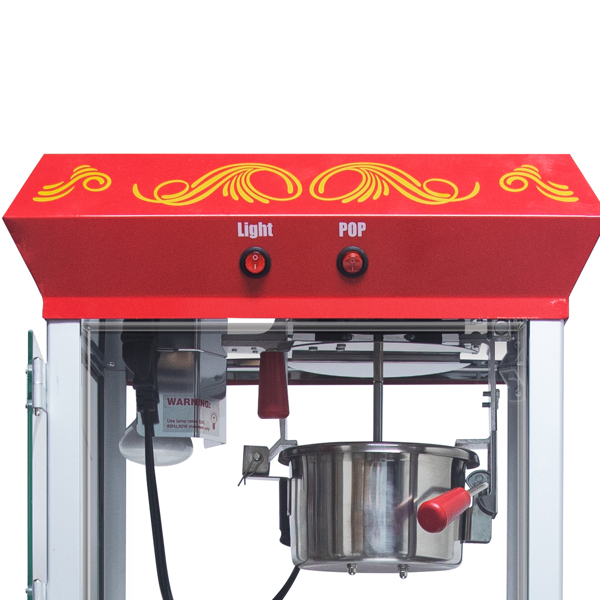 Popcorn Machine with Cart – 6oz Popper with Stainless-steel Kettle, Heated Warming Deck, and Old Maids Drawer,Red 