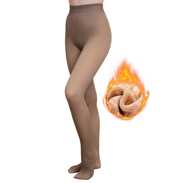 内衬抓绒连裤袜，透光女式假半透明连裤袜，透光保暖连裤袜，冬季加厚连裤袜，女式不透明内衬抓绒连裤袜，彩色保暖冬季户外保暖连裤袜（咖色-L）。（周末不发货）-1