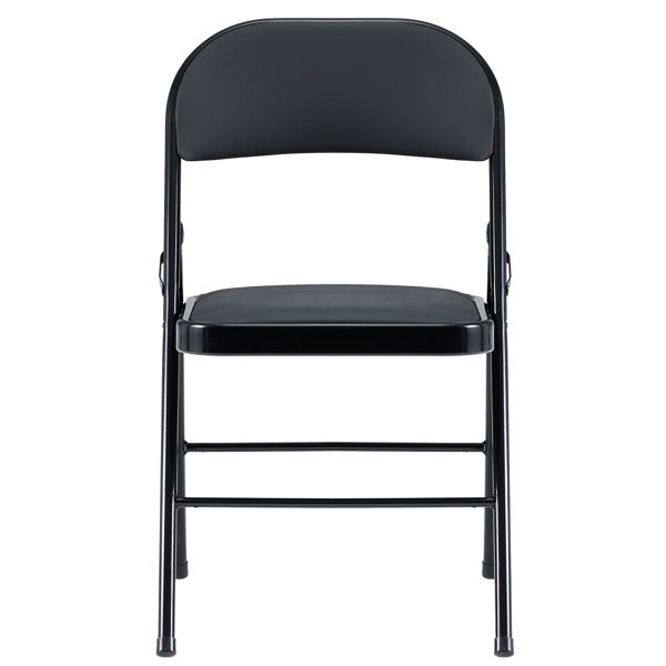 【Old Code：33457557】4pcs Elegant Foldable Iron & PVC Chairs for Convention & Exhibition Black