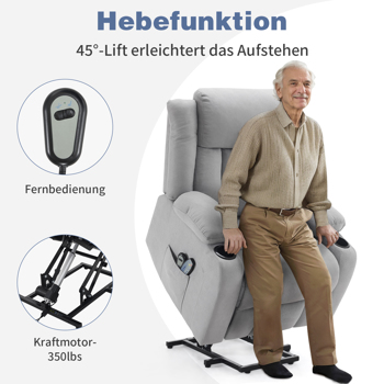 1pcs gray fabric electric elderly chair with 8-point massage belt heating 120kg indoor functional chair