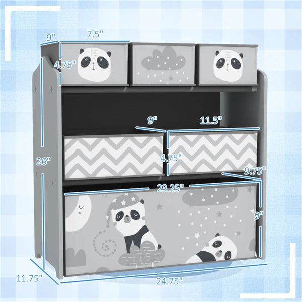 Grey toy organizer with storage box