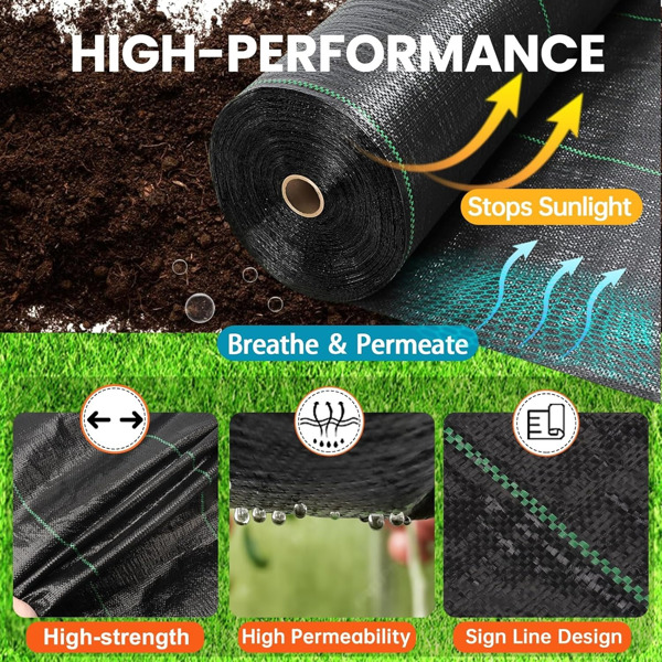 Weed Barrier Landscape Fabric Heavy Duty，Weed Block Gardening Ground Cover Mat, Weed Control Garden Cloth ，Woven Geotextile Fabric for Underlayment，Commercial Driveway Fabric-3FT*300FT(Roll up)