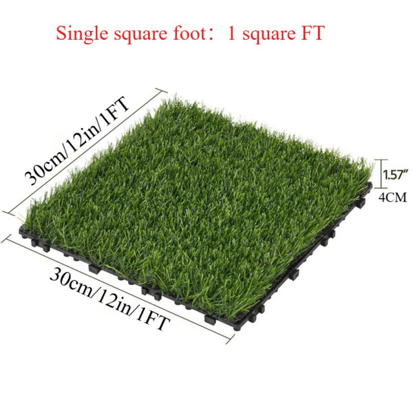 27 pieces of artificial lawn tiles, 11.8 x 11.8 inch interlocking deck tiles, square false grass mats for lawns, indoor and outdoor floor decorations, lawn carpets