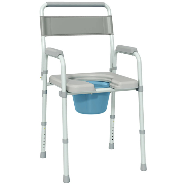 Grey multi-functional portable toilet chair with adjustable height