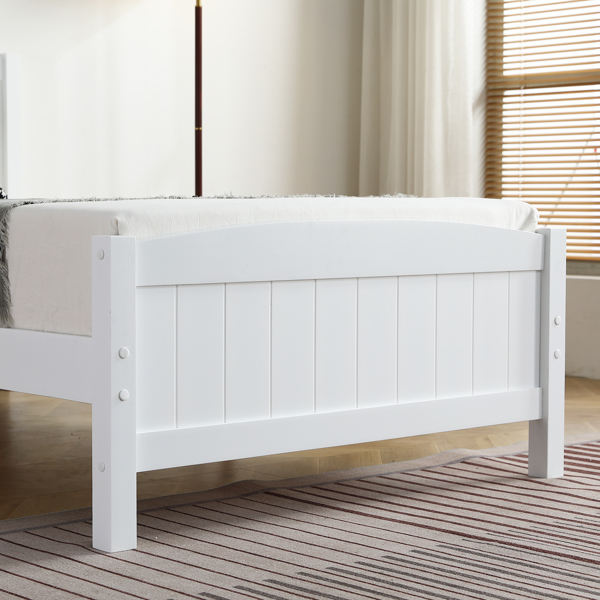 FCH Twin Pine Single-Layer Core Vertical Stripe Full-Board Curved Bed Head With The Same Bed Foot White Wooden Bed