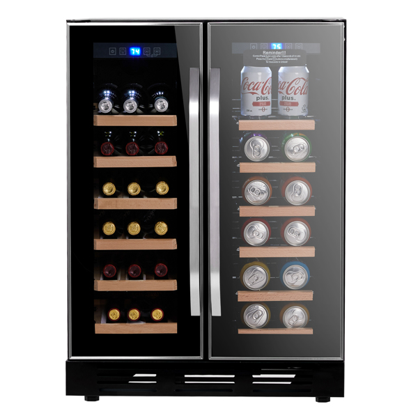 ZOKOP Dual Zone Wine and Beverage Refrigerator, 34 Bottle Wine Fridge with Independent Temperature Control & Glass Door, Built-in/Freestanding/Under Counter Wine Cooler Chiller for Wine Champagne Beer