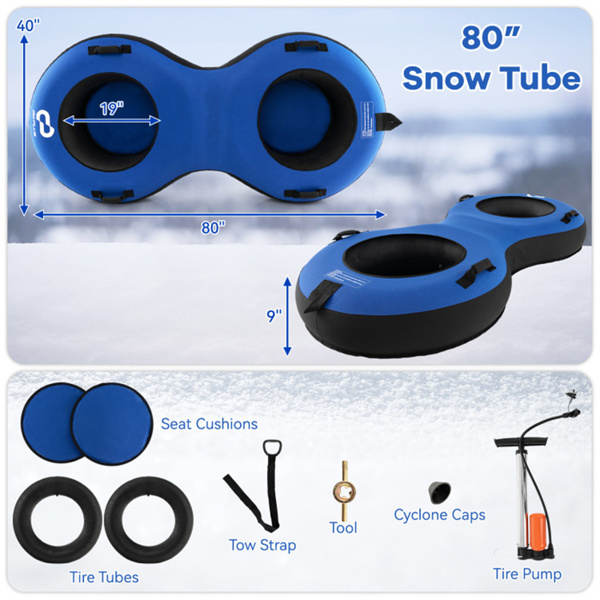 Blue 2-Person Inflatable Snow Sled 